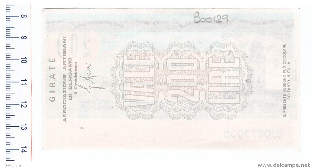 LA BANCA POPOLARE DI BERGAMO - Artigiano - MINIASSEGNI - Banconota Banknote Assegno - [10] Chèques