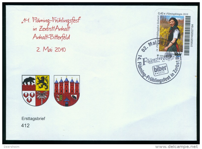 Biber Post, FDC Mi 142 14. Fläming-Frühlingsfest 0,45 Glatt Langer UPOC Bpb072a - Privées & Locales