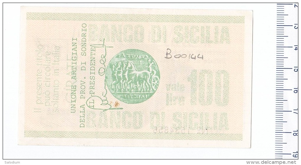 BANCO DI SICILIA - Artigiani SONDRIO - MINIASSEGNI - Banconota Banknote Assegno - [10] Assegni E Miniassegni