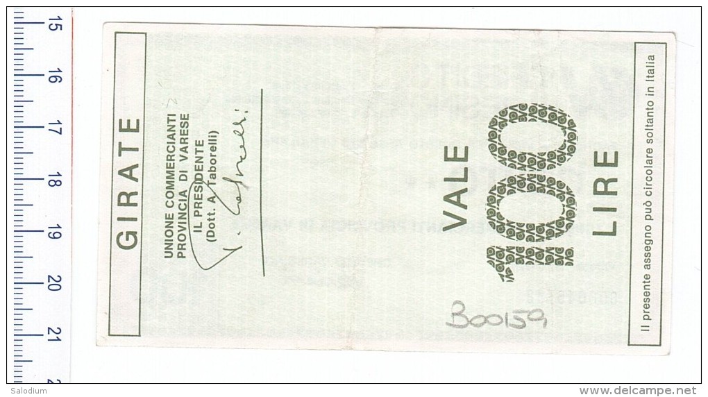 (*) CREDITO VARESINO VARESE - MINIASSEGNI - Banconota Banknote Assegno - [10] Assegni E Miniassegni