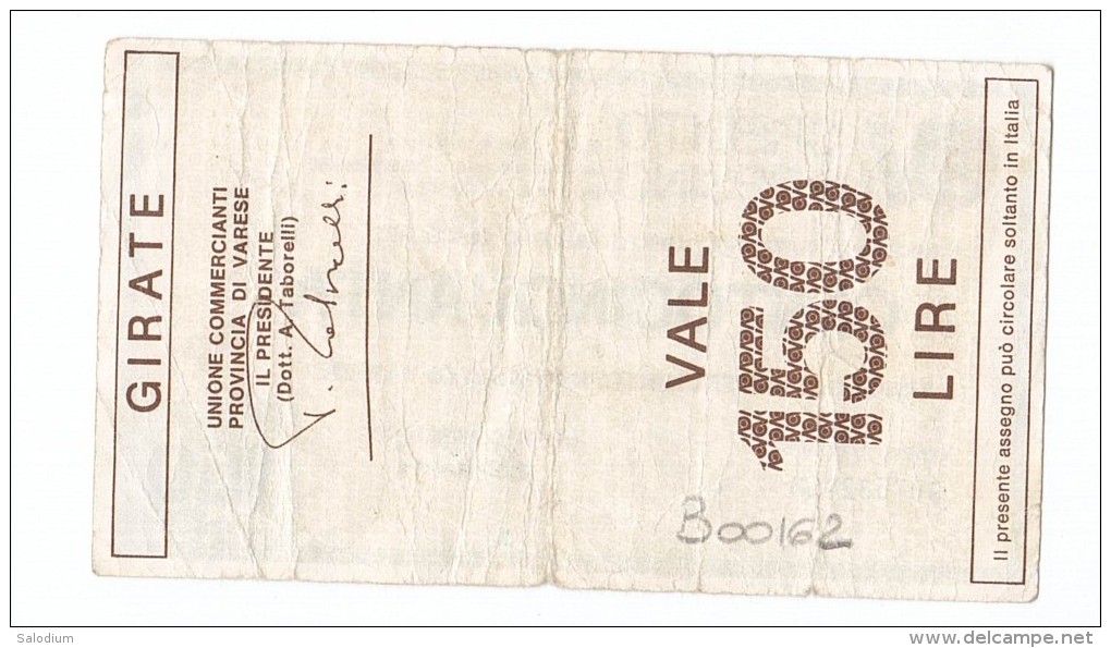 CREDITO VARESINO VARESE - MINIASSEGNI - Banconota Banknote Assegno - [10] Assegni E Miniassegni