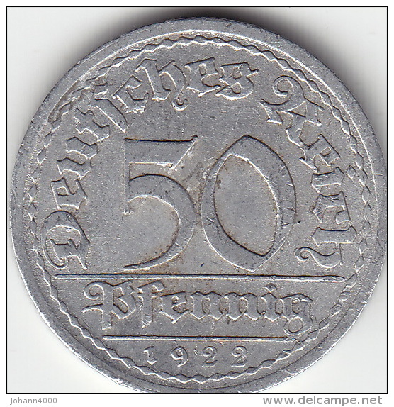 Weimarer Republik 50 Pf.1922 A - 50 Renten- & 50 Reichspfennig