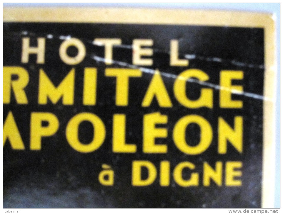 HOTEL AUBERGE MOTEL HERMITAGE NAPOLEON DIGNE PARIS FRANCE DECAL STICKER VINTAGE LUGGAGE LABEL ETIQUETTE AUFKLEBER - Hotel Labels