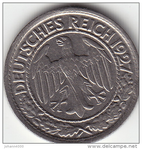 Weimarer Republik 50 Reichspfennig 1927 A Vz - 50 Renten- & 50 Reichspfennig