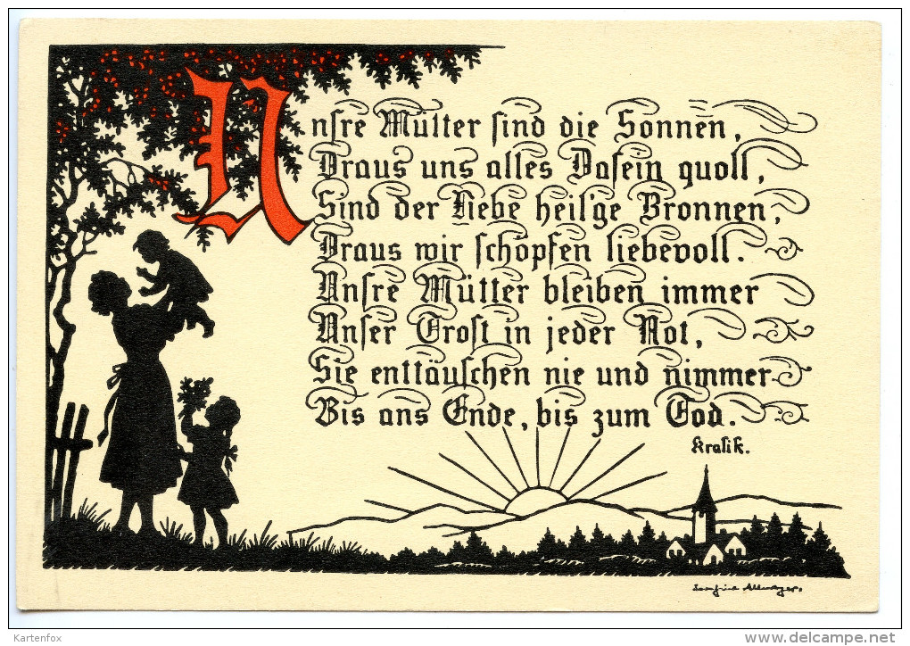 Mutter Mit 2 Kindern, Spruch, Kralik, Josefine Allmayer, - Silhouette - Scissor-type