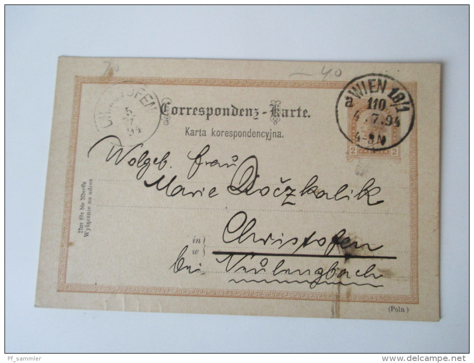 Österreich Ganzsachen Ausgabe 1890 Türbogenmuster P 79 Polnisch. 18 Stück aus einer Korrespondenz! Steno