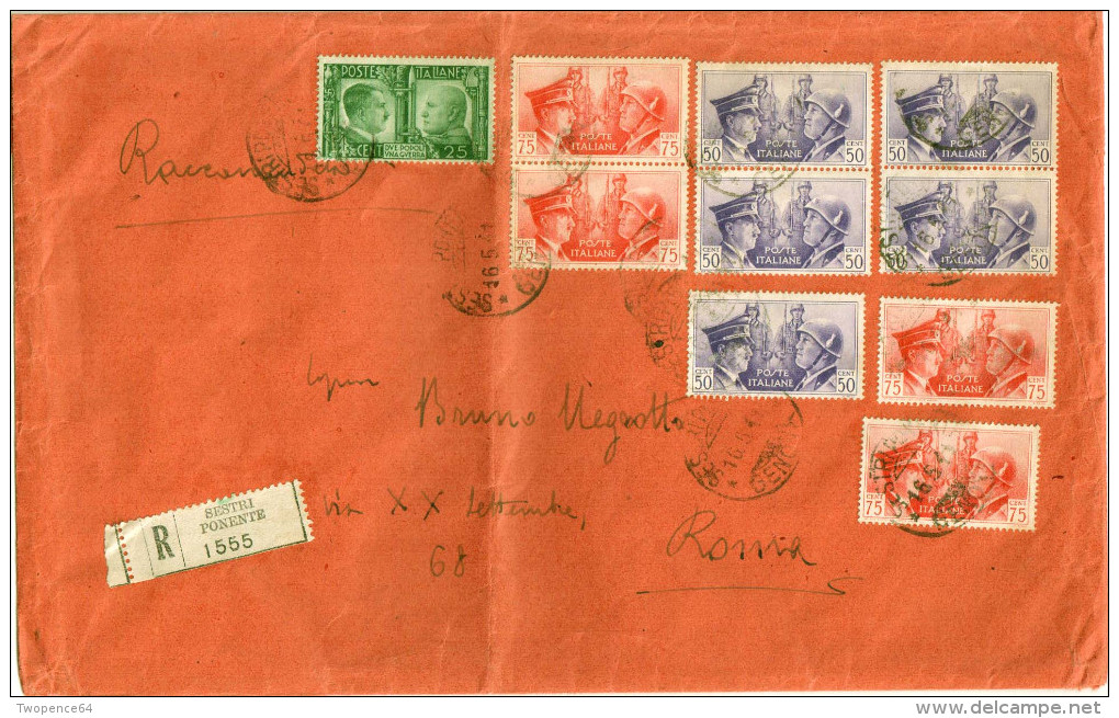 Regno. Storia Postale 1941. RACCOMANDATA FRATELLANZA D'ARMI ITALO TEDESCA - RARA - Poststempel