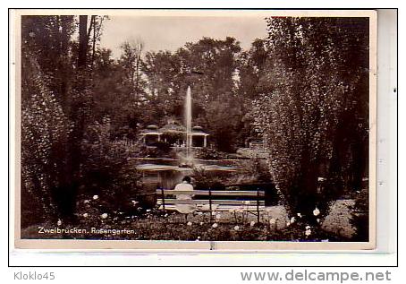 Allemagne - Zweibrücken Rosengarten - Animé Femme De Dos Assise Sur Un Banc - Jet D'eau - CPSM - Zweibruecken