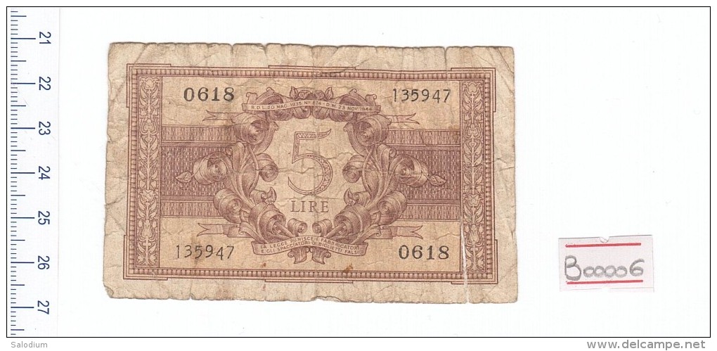 5 Lire Regno D'italia - Banconota Banknote - Italië– 5 Lire