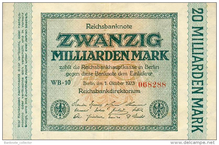 Deutschland, Germany - 20 Mrd. Mark, Reichsbanknote, Ro. 115 B ,  ( Serie WB ) 1923 ! - 20 Mrd. Mark