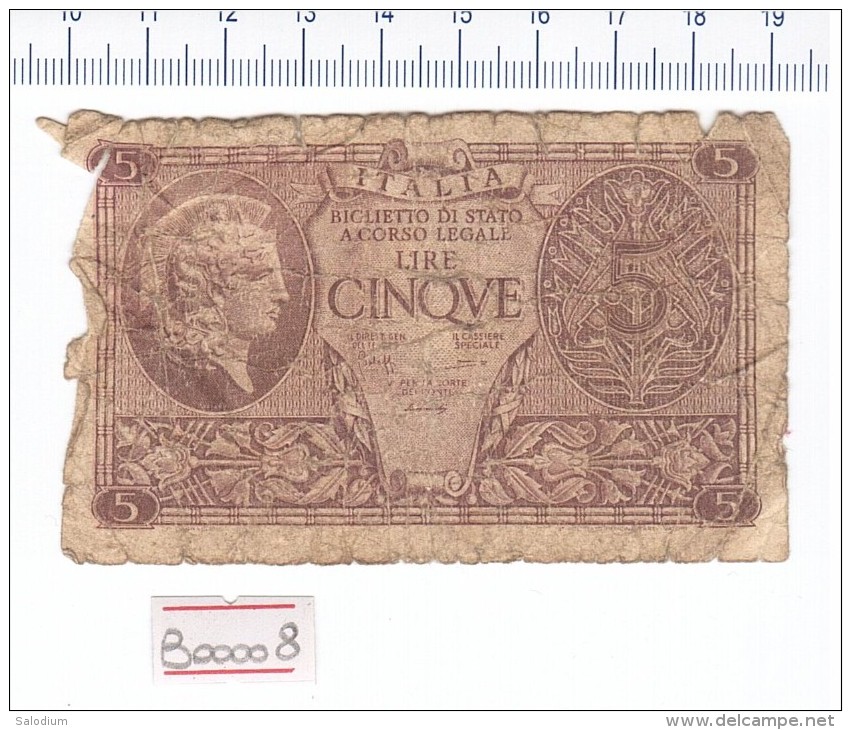 5 Lire Regno D´italia - Banconota Banknote - Italia – 5 Lire