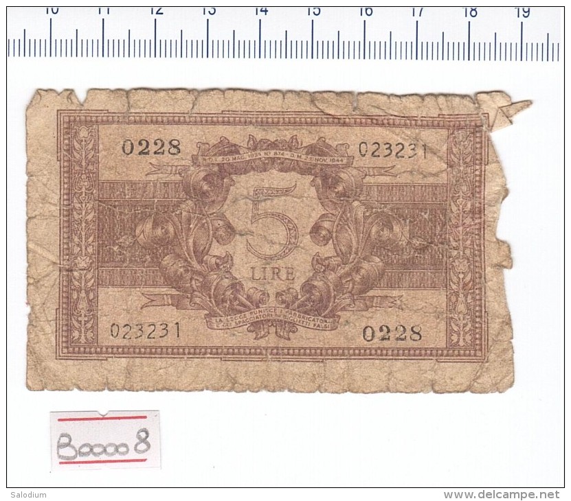 5 Lire Regno D´italia - Banconota Banknote - Italië– 5 Lire