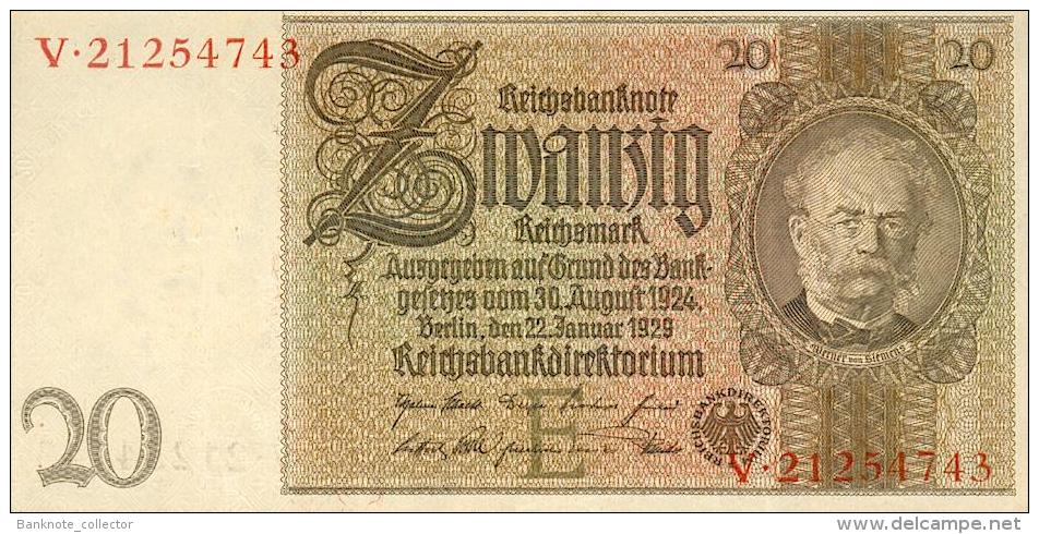 Deutschland, Germany - 20 Reichsmark, Ro.174 A , ( Serie E/V ) XF - UNC, 1930 ! - 20 Reichsmark