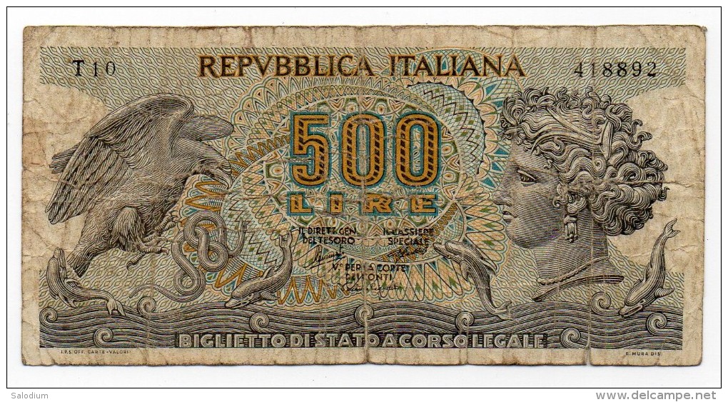 1966 - 500 Lire Italia - Banconota Banknote - 500 Lire