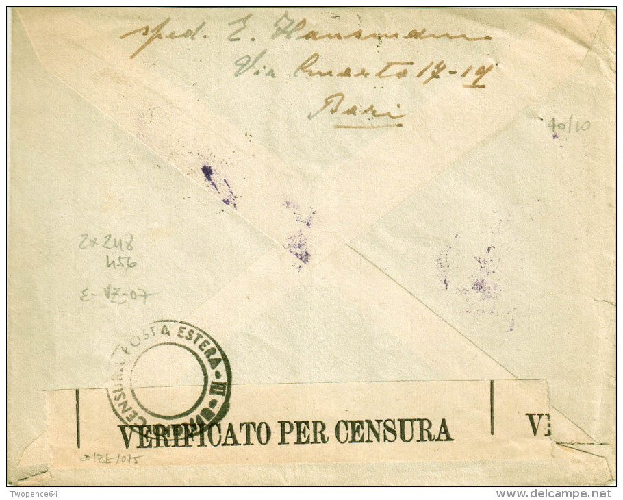 Regno. Storia Postale 1941. LETTERA PER ESTERO FRATELLANZA D´ARMI ITALO TEDESCA - Storia Postale