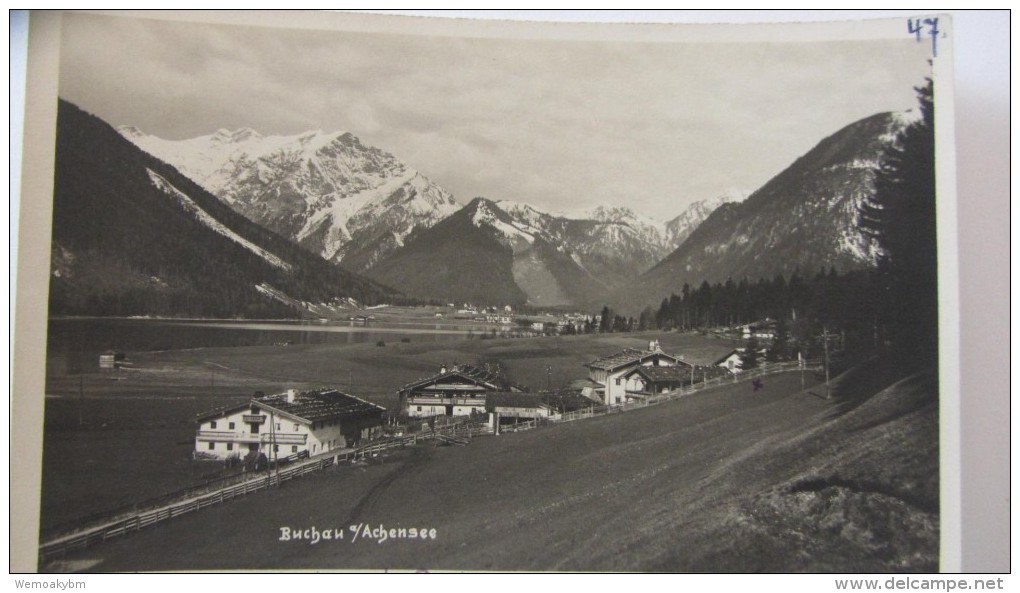 AK Von Buchau Am Achensee Mit Blick Nach Pertisau, Stempel Vom Gasthof Buchau, Inh. Josef Greiderer - Achenseeorte