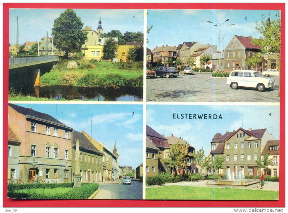 161618 /  Elsterwerda - BRIDGE , CAR , AN DER ELSTER , AM MARKT , POSTMEILENSAULE IN DER HAUPTSTRASSE - Germany - Elsterwerda