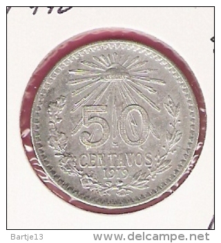 MEXICO 50 CENTAVOS 1919 SILVER KM446 - Mexique