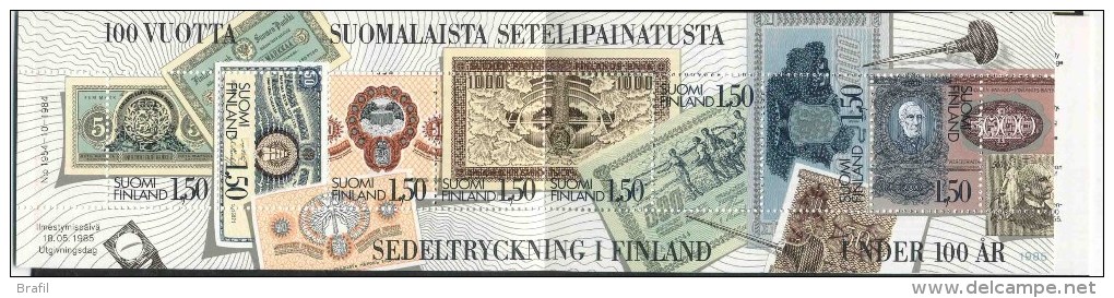 1985 Finlandia, Centenario Stampa Primi Biglietti Di Banca , Libretto, Serie Completa Nuova (**) - Carnets