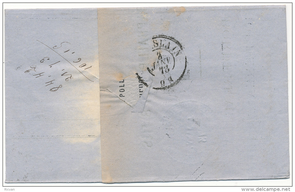 1873 BRIEF PZ 30 VAN TOURNAY NAAR St GHISLAIN STEMPELS 2RINGEN ZIE SCAN(S) - 1869-1883 Leopold II.
