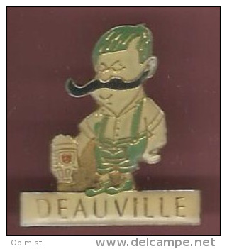 41666-Pin's.Deauville.BiÃ ¨re.Moustache.signÃ© La Cadotiere.. - Villes