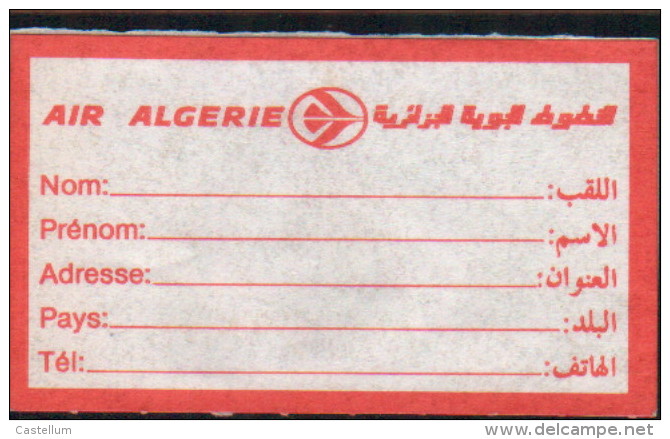Air Algerie- Ticket De Bagages - Étiquettes à Bagages