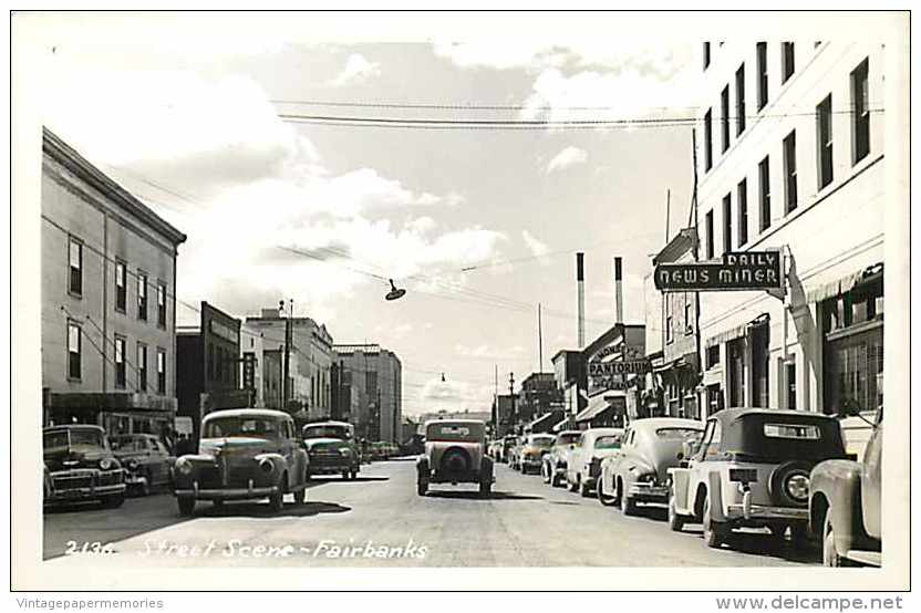 235545-Alaska, Fairbanks, RPPC, Street Scene, Business Section, 50s Cars, Photo No 2139 - Fairbanks