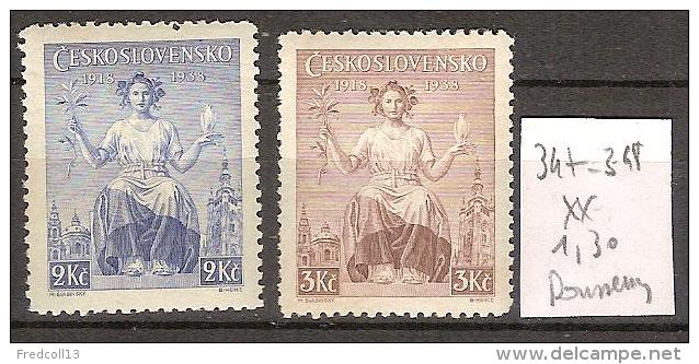 Tchécoslovaquie 347-348 ** Côte 1.30 € ( Rousseurs ) - Unused Stamps