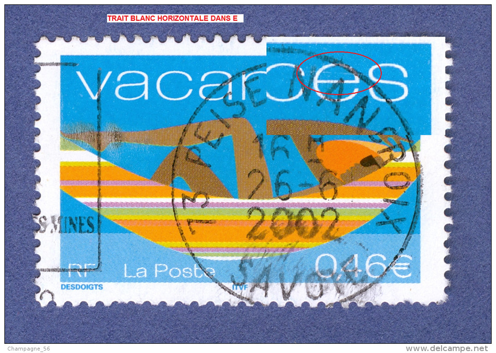 2002  N° 3493  POUR VACANCES 26.6.2002 OBLITÉRÉ YVERT TELLIER 0.50 € - Oblitérés