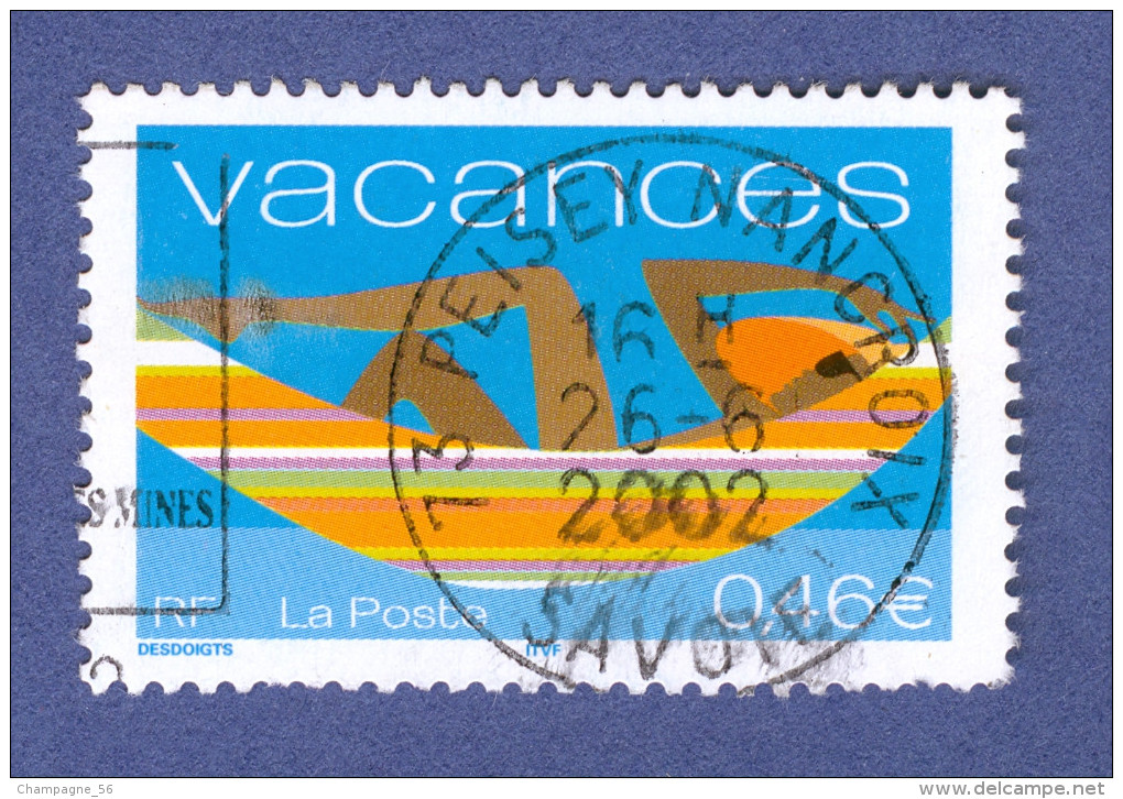 2002  N° 3493  POUR VACANCES 26.6.2002 OBLITÉRÉ YVERT TELLIER 0.50 € - Oblitérés