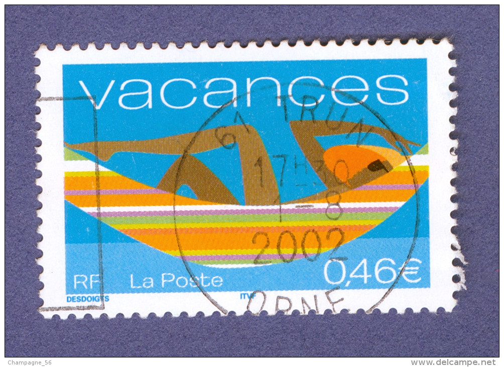 2002  N° 3493  POUR VACANCES 1.8.2002  OBLITERE YVERT TELLIER 0.50 € - Oblitérés