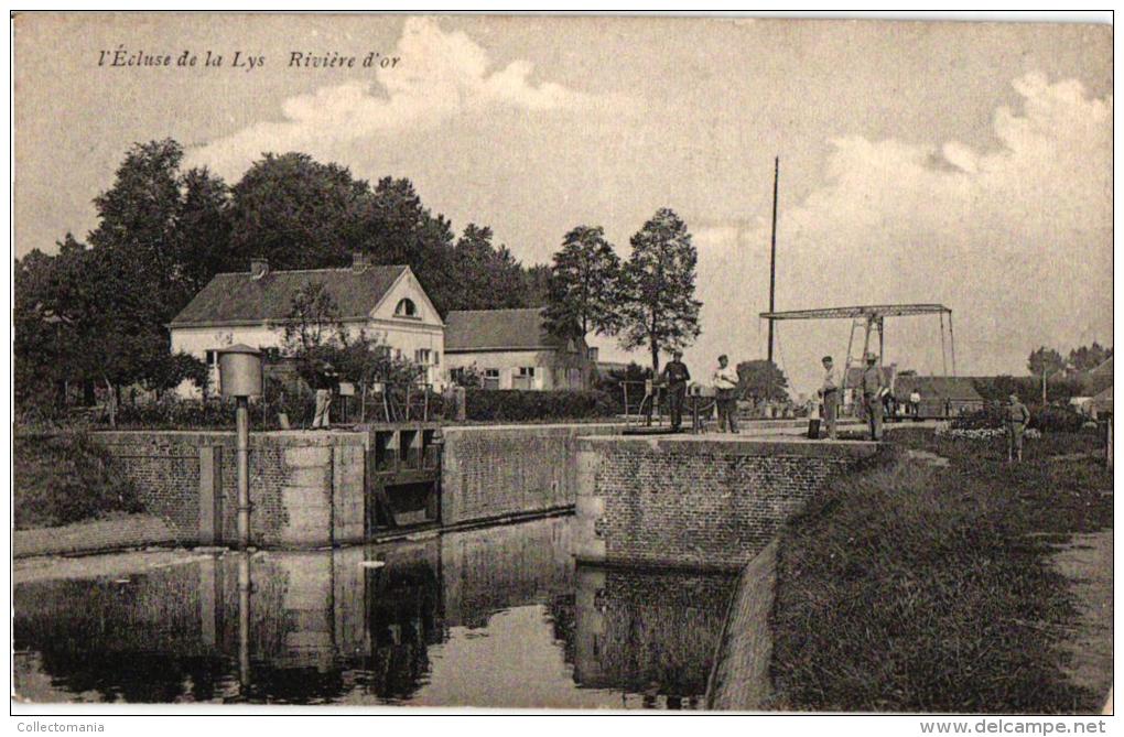 Postkaart  Leie ; De Gouden Rivier   Publ Farine Lactée- Brug & Sas St-Eloois-Vijve (kleinste Gemeente West-Vlaanderen - Waregem