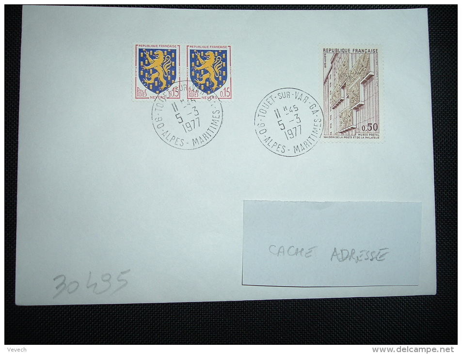 LETTRE TP MUSEE POSTAL 0,50 + NEVERS 0,15 X2 OBL. 5-3-1977 06-TOUET-SUR-VAR-GA ALPES-MARITIMES (06) GUICHET ANNEXE - Manual Postmarks