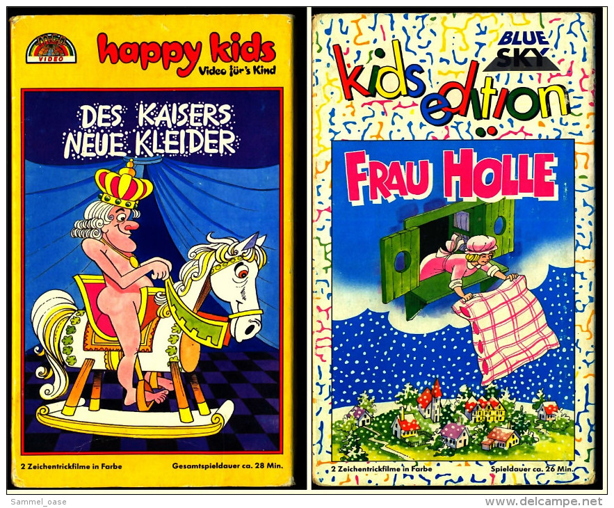 2 X VHS Video Kinderfilme  -  Frau Holle  /  Des Kaisers Neue Kleider  - - Kinder & Familie