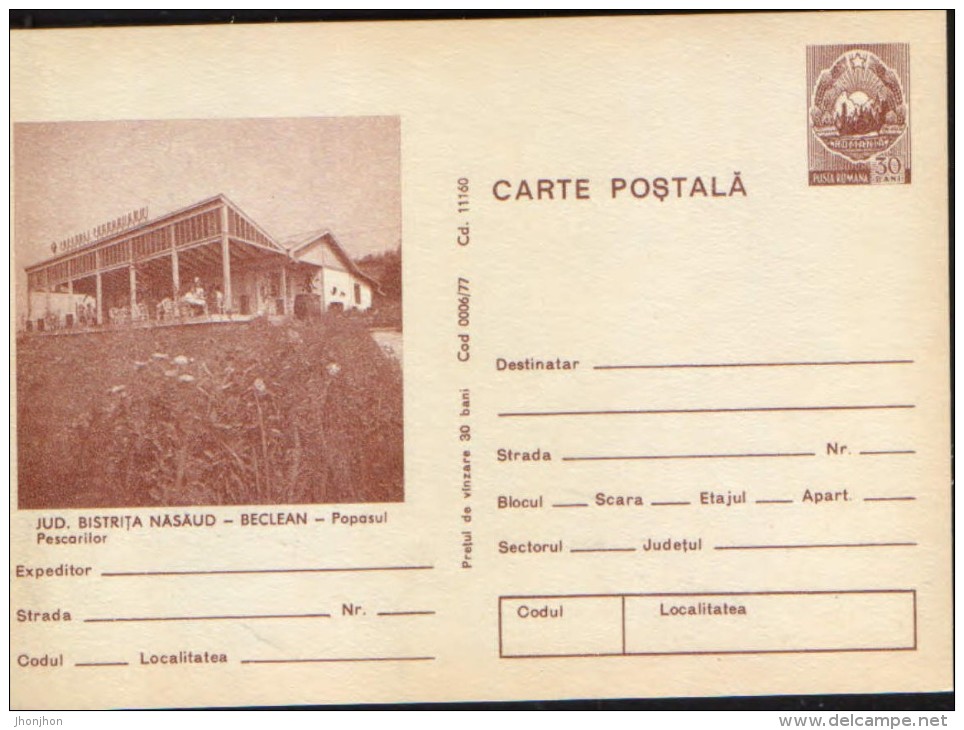 Romania - Stationery Postcard Unused 1977 - Beclean -  Fishermen Halt - Hostelería - Horesca