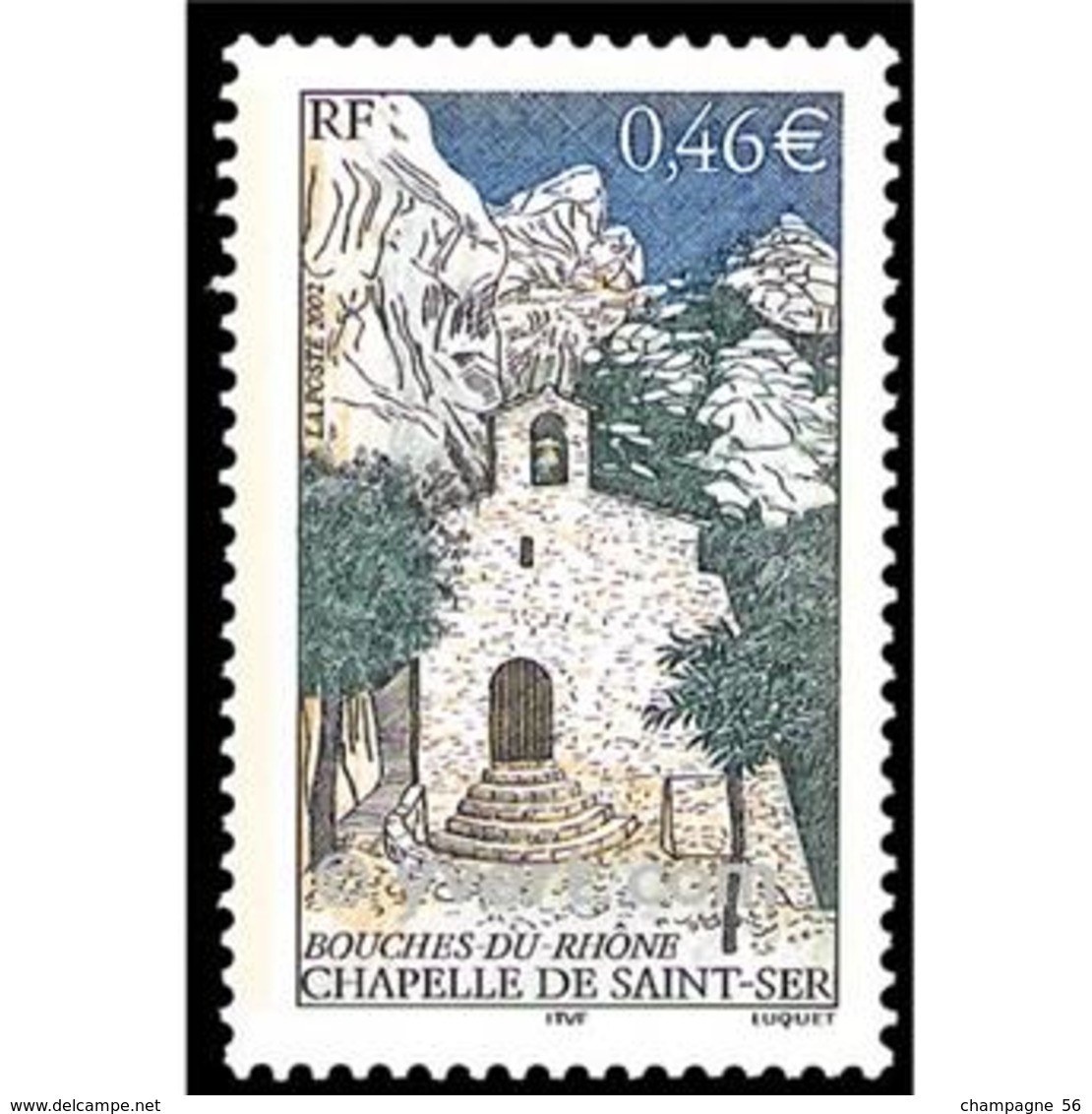 2002  N°  3496  CHAPELLE DE SAINT SER  2.8.2002  OBLITÉRÉ YVERT TELLIER 0.50 € - Usati