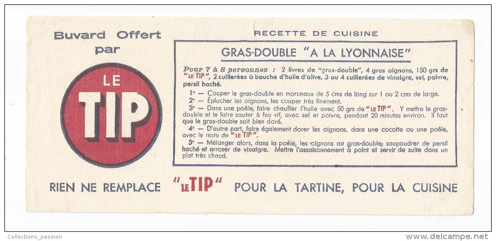 Buvard , LE TIP , Recette De Cuisine , GRAS-DOUBLE à La LYONNAISE - Levensmiddelen