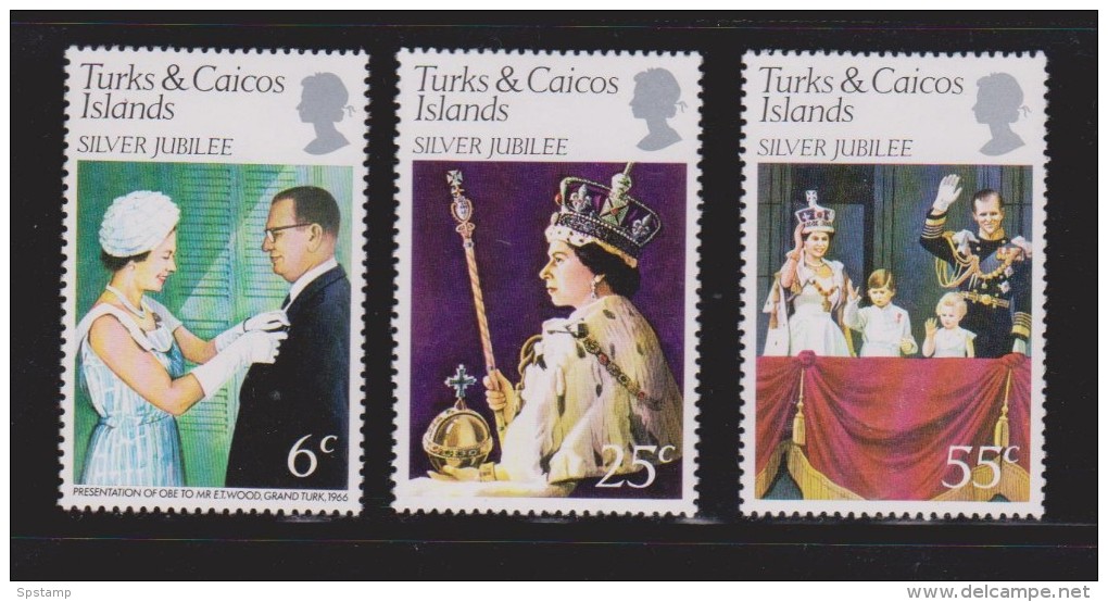 Turks & Caicos 1977 QEII Silver Jubilee Set 3 MNH - Turks E Caicos