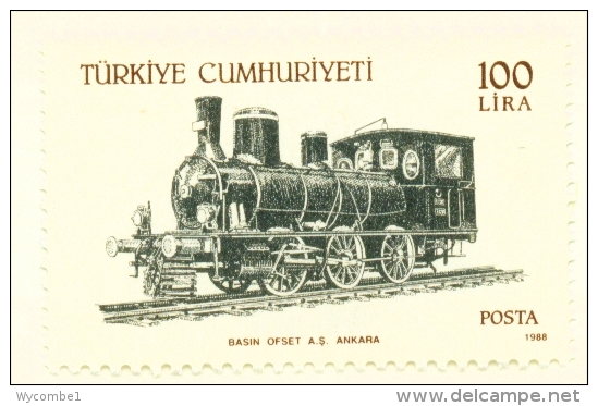 TURKEY  -  1988  Trains  100l   Mounted/Hinged Mint - Unused Stamps