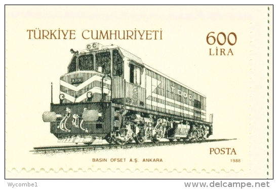 TURKEY  -  1988  Trains  600l   Mounted/Hinged Mint - Unused Stamps