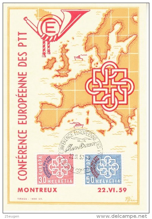 SWITZERLAND 1959 EUROPA MONTREUX  FDC  POSTCARD - 1959