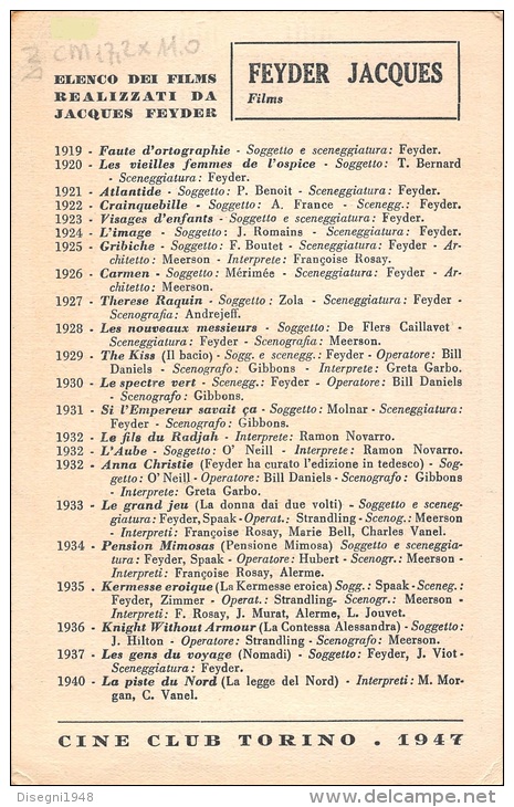 03016  "CINE CLUB TORINO - 1947" PROGRAMMA ORIGINALE. - Programmi