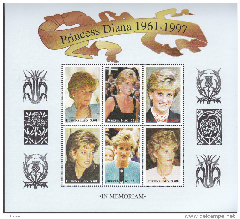 BURKINA FASO, 1998 DIANA MINISHEET MNH - Burkina Faso (1984-...)