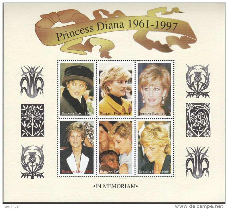 BURKINA FASO, 1998 DIANA MINISHEET MNH - Burkina Faso (1984-...)