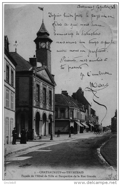 Chateauneuf En Thymerais Eure Et Loir Rue Grande Boutiques 1903 état Superbe - Châteauneuf