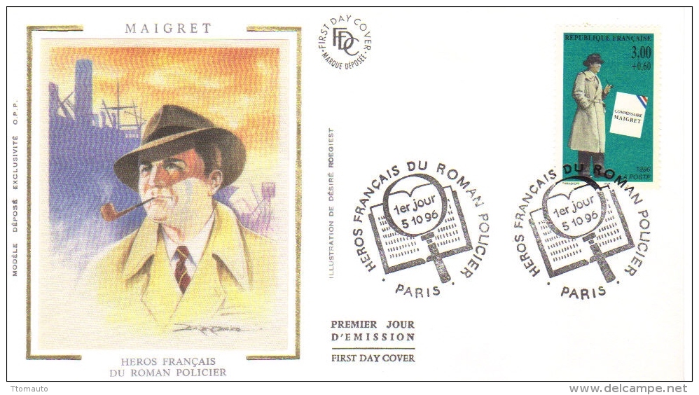 France  -  1er Jour  -  Heros Francais Du Roman Policier  -  Maigret   -   FDC - Cinema