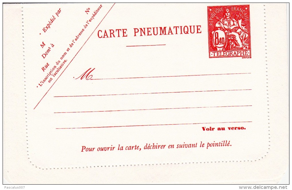 C01-132 - France EP - Entier Postal - Carte Lettre Pneumatique Du 0-1-1900 - COB  - Cachet De  - Série  - Orange - 8€ - Pneumatic Post