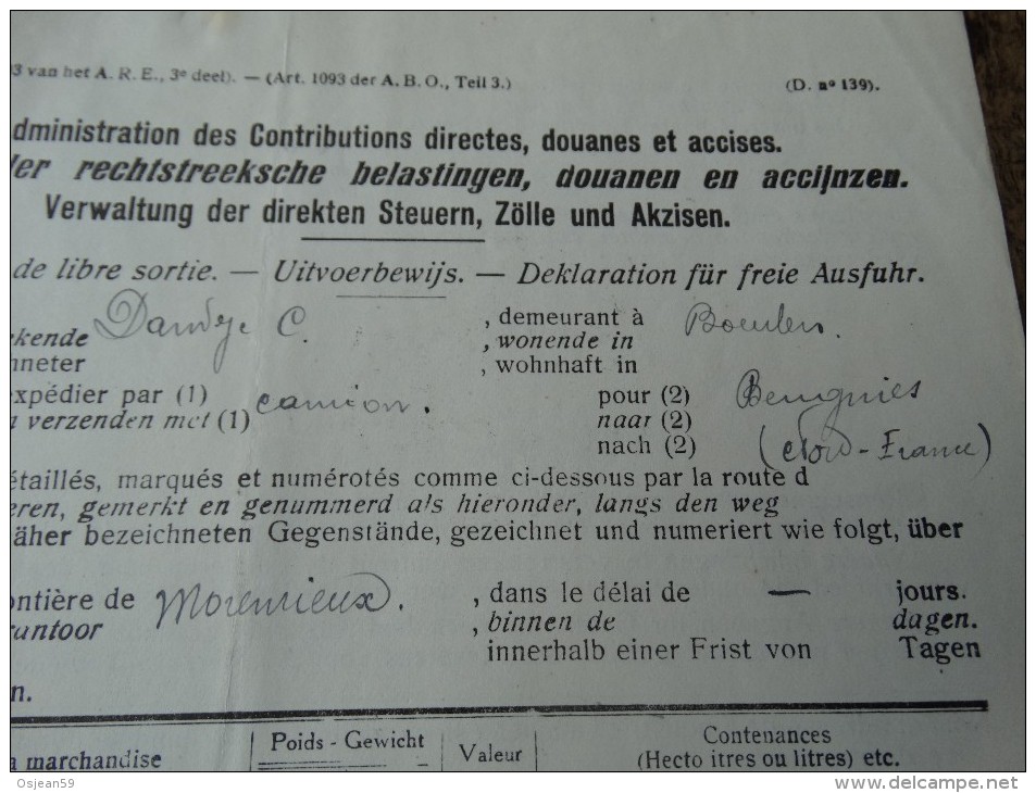 Document De Douane Bureau De Macon30/06/1937 - Verkehr & Transport