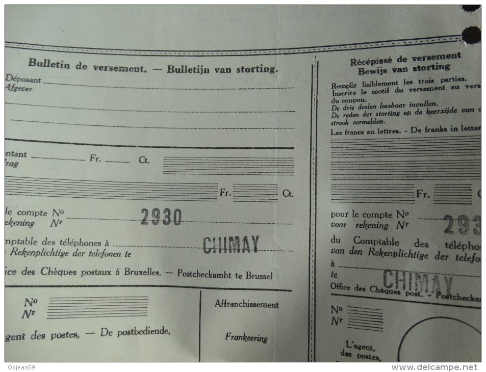 Document  -Comptabilité Téléphonique-obl Du 11/02/1937 - 1900 – 1949