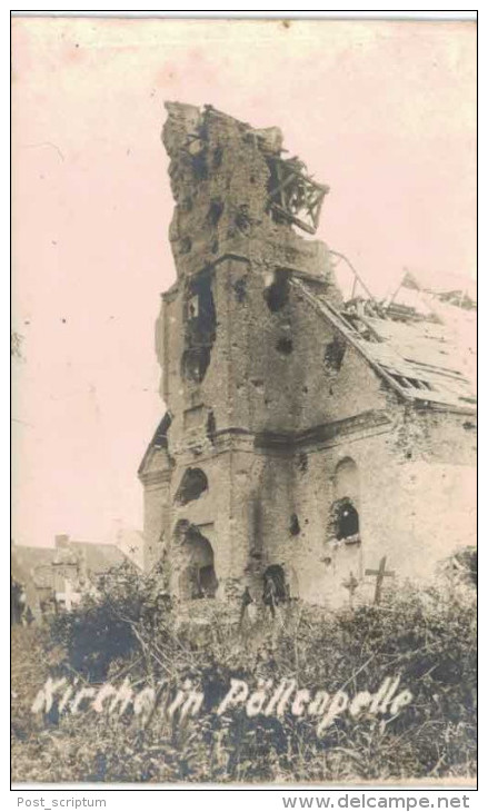 Belgique - Langemark Poelkapelle -  église -    - Destruction Guerre 14-18 - Carte Photo - Langemark-Poelkapelle